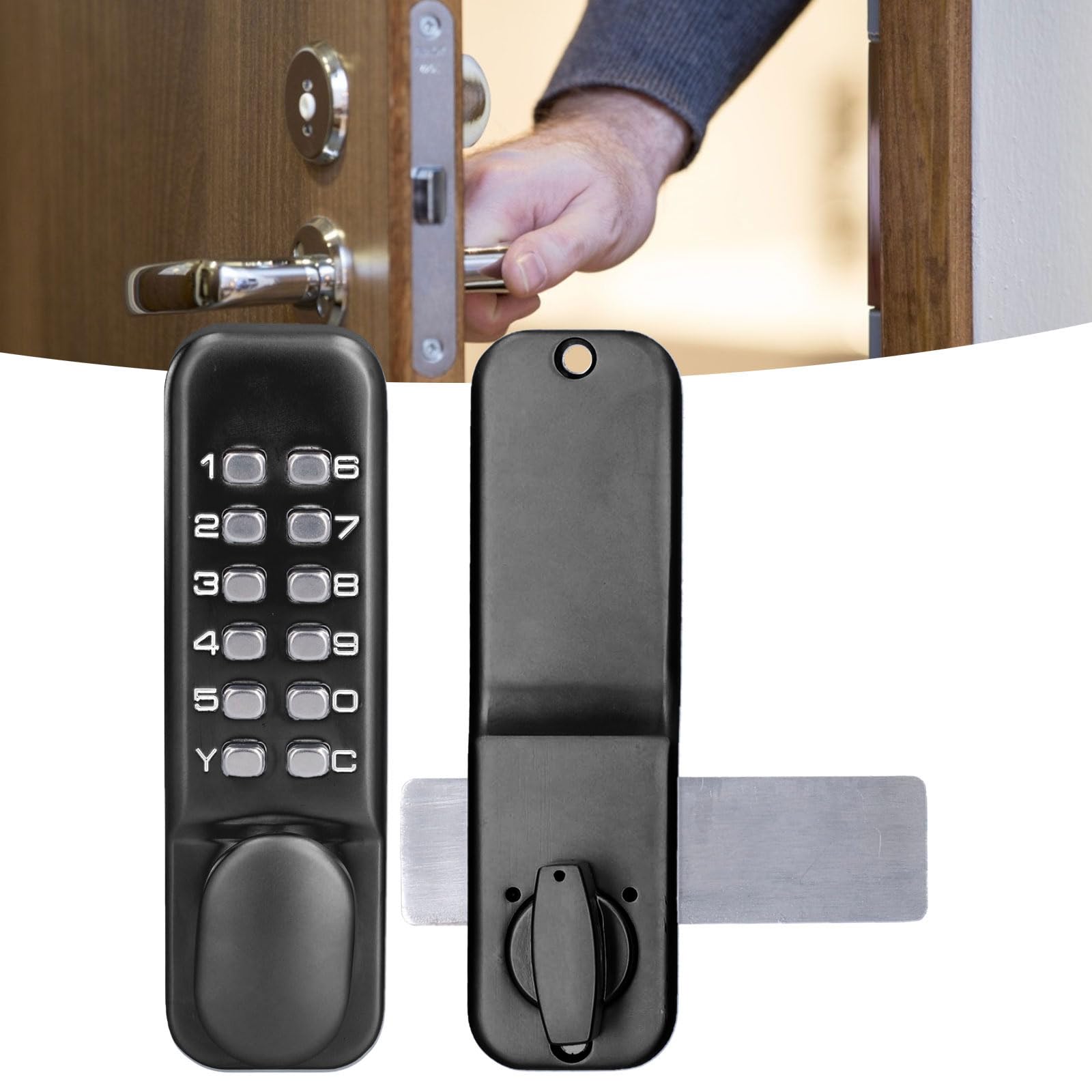 Digital Door Lock Deadbolt, Mechanical Combination Lock, Mechanical Keyless Entry Door Gate Lock with Keypads Door Knob