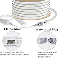 Vista 4 de Cuerda de luz LED de neón de 65.6 pies, conectable y cortable, 6000K, luces de neón de luz diurna, IP65 impermeable, iluminación de cuerda