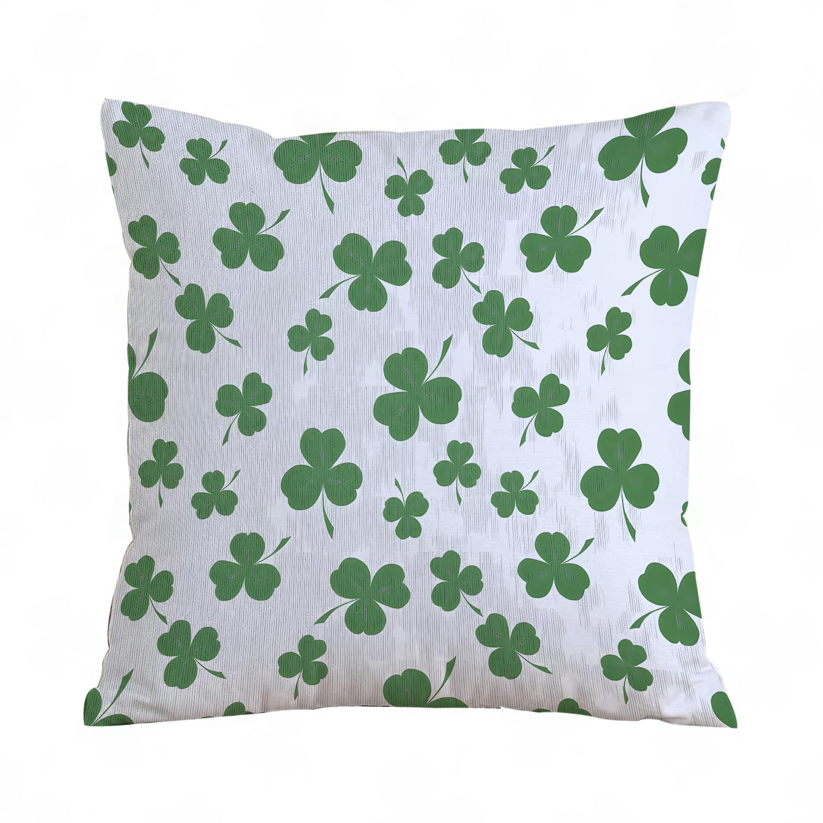 ERRTU Throw Pillow Case Pillowcase Square Printed Cushion Cover for Living Room Sofa Couch Bed Car,Hand Drawn Green Lucky Shamrock and Trefoil Leaves Vector Seamless Background Pattern. Sain,16x16 in