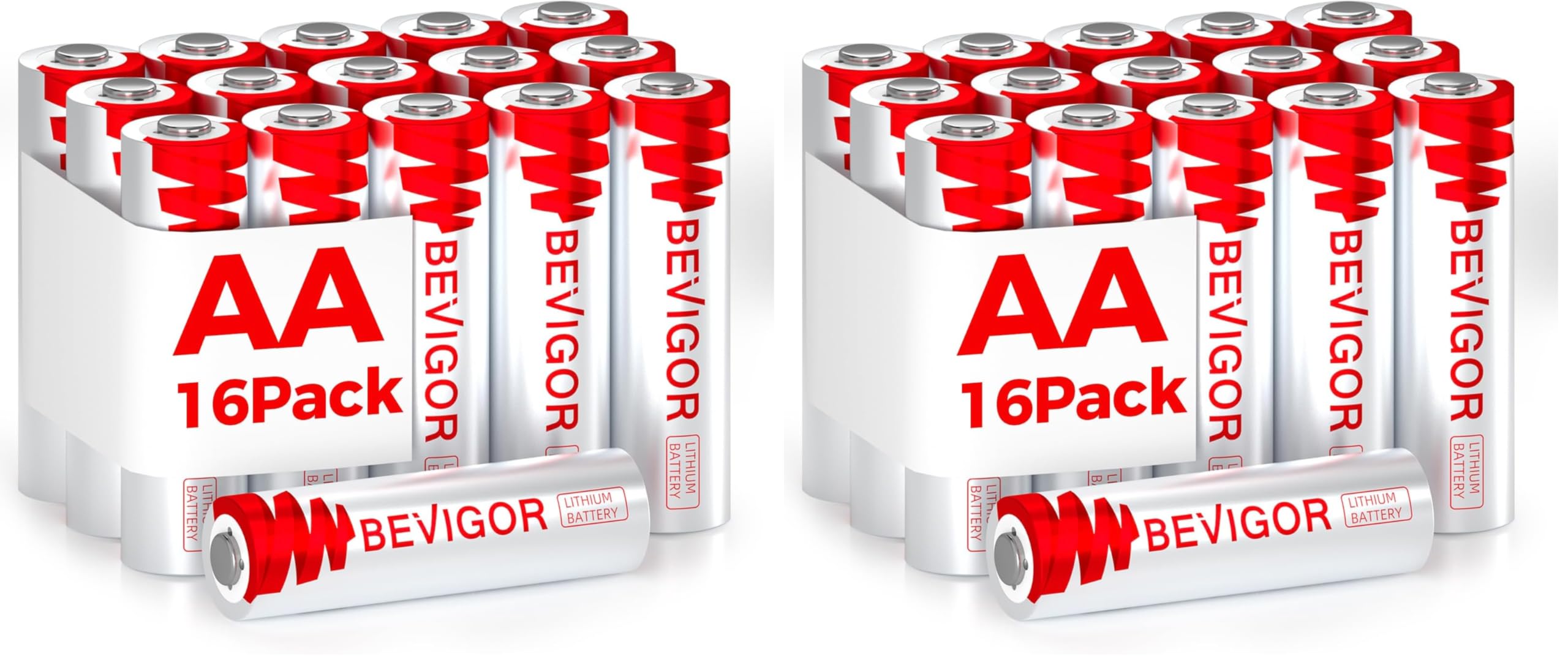 BEVIGOR Lithium Batteries AA Size 32 Pack 1.5V Longer Lasting Double A Battery for Security Alarm System, Remote Controlled Vehicle Batteries【Non-Rechargeable】