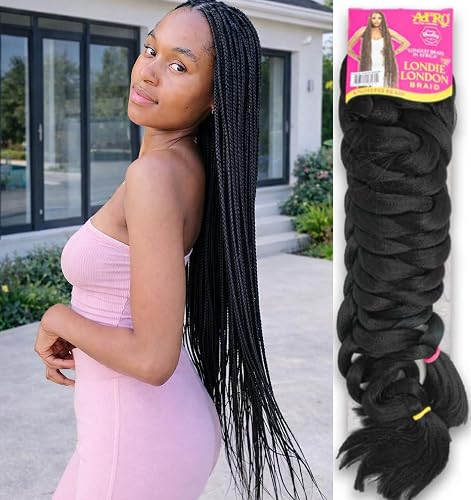 #1Londie London Premium Synthetic Hair Extension, Black, Braided Style, Long Length, Professional Quality Hair Piece