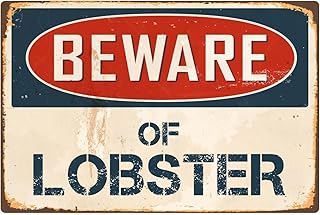 StickerPirate Beware of Lobster 8” x 12” Vintage Aluminum Retro Metal Sign VS258