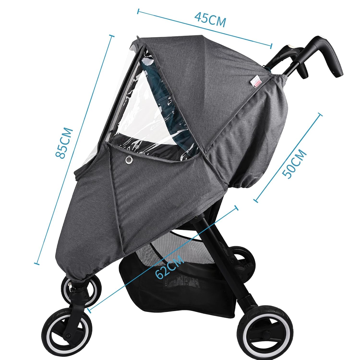 Bebamour Stroller Rain Cover,Universal Stroller Accessory,Waterproof,Windproof Protection,Baby Travel Weather Shield (Light Grey)