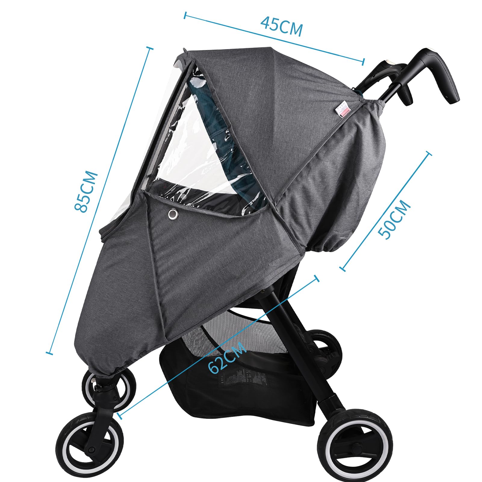 Bebamour Stroller Rain Cover Universal Stroller Accessory, Waterproof, Windproof Protection, Protect from Dust Snow - Image 2