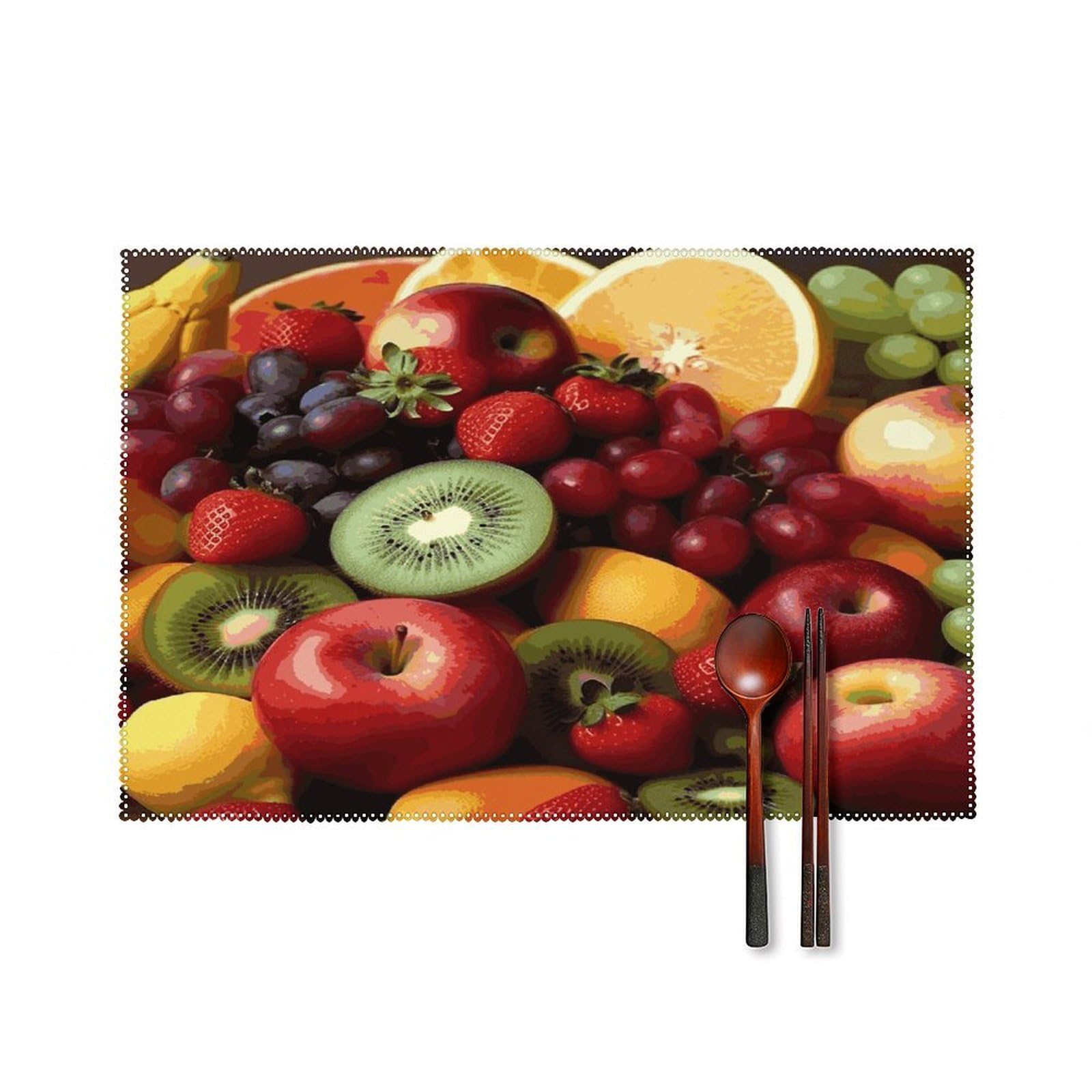 Fekiloot Style Fresh Fruits And Vegetables Placemats Set Of 6,Table Mat