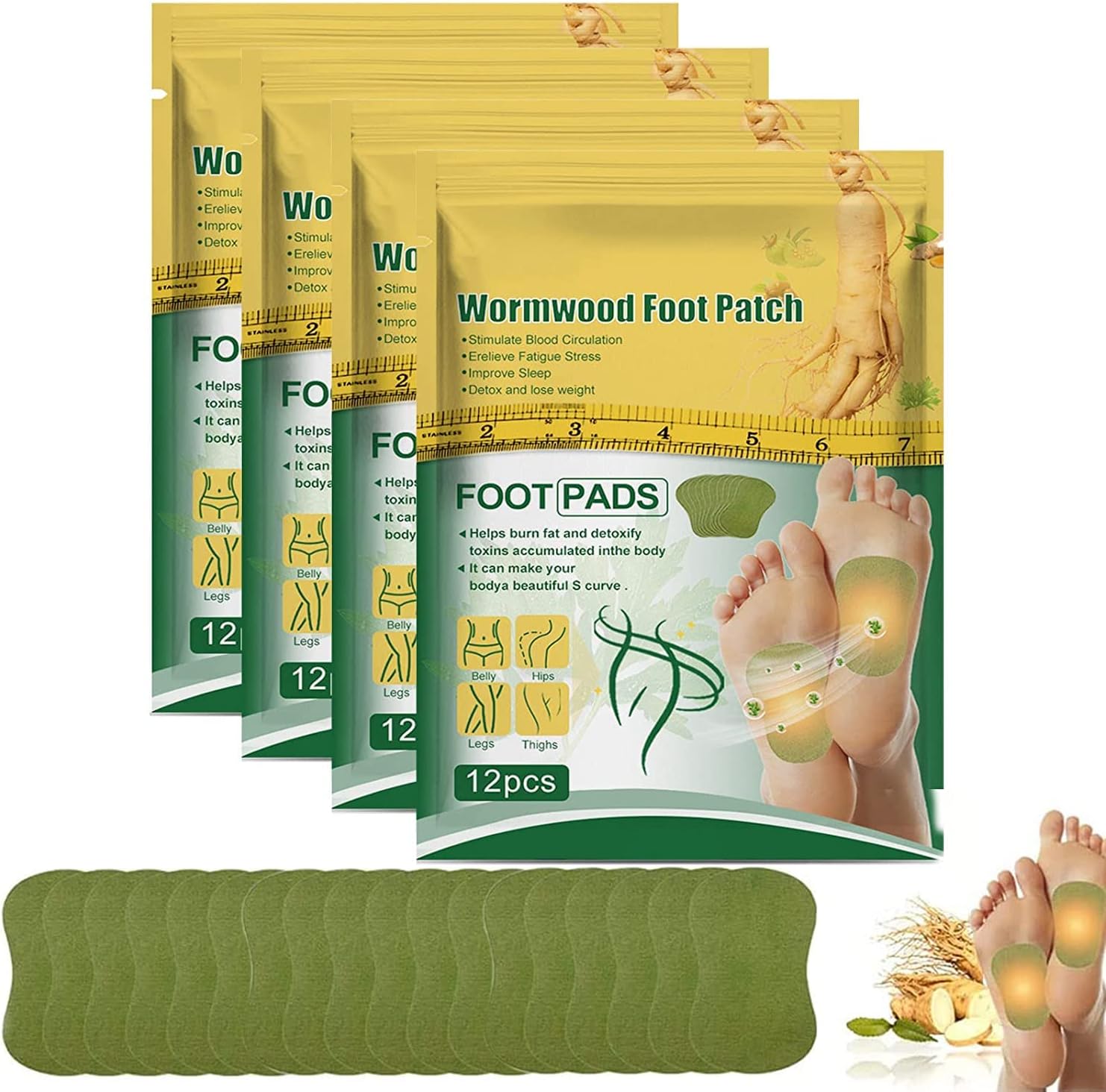 Natural Health Wormwood Body De_toxing Pads, Ginger Foot Pads Detox