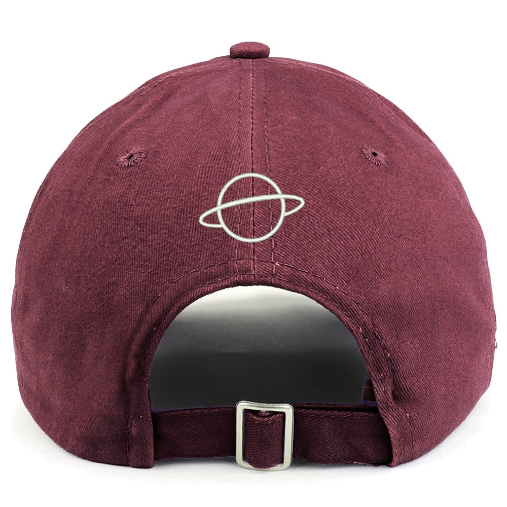 Trendy Apparel Shop Planet (Back) Embroidered 100% Cotton Dad Hat - Maroon