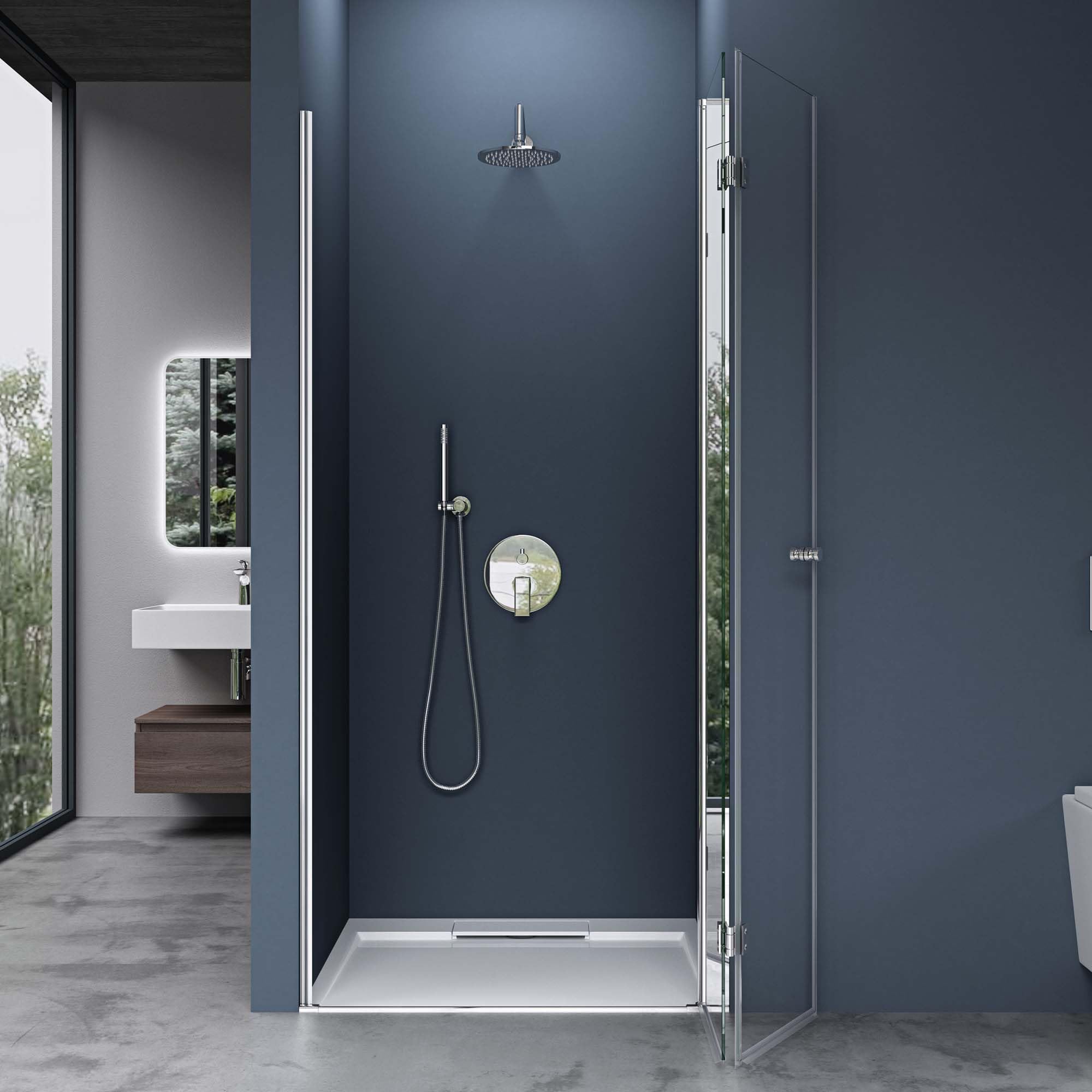 doporro Porte de douche pliable 75cm paroi de douche transparent pliante pour niche Teramo26K pare-douche rabattable montage réversible