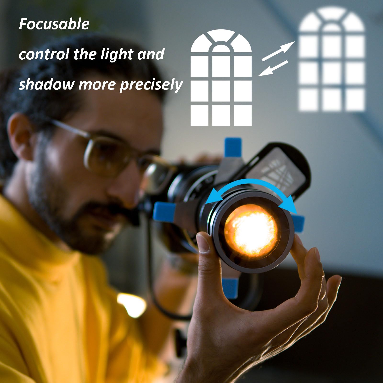 DF DIGITALFOTO Proiettore ottico Snoot Bowens Mount Gobo, con 39 Gobos, attacco di proiezione per faretto fotografico, compatibile con Aputure Amaran 100X/D 200D/X, Godox SL60, Nanlite FS150B
