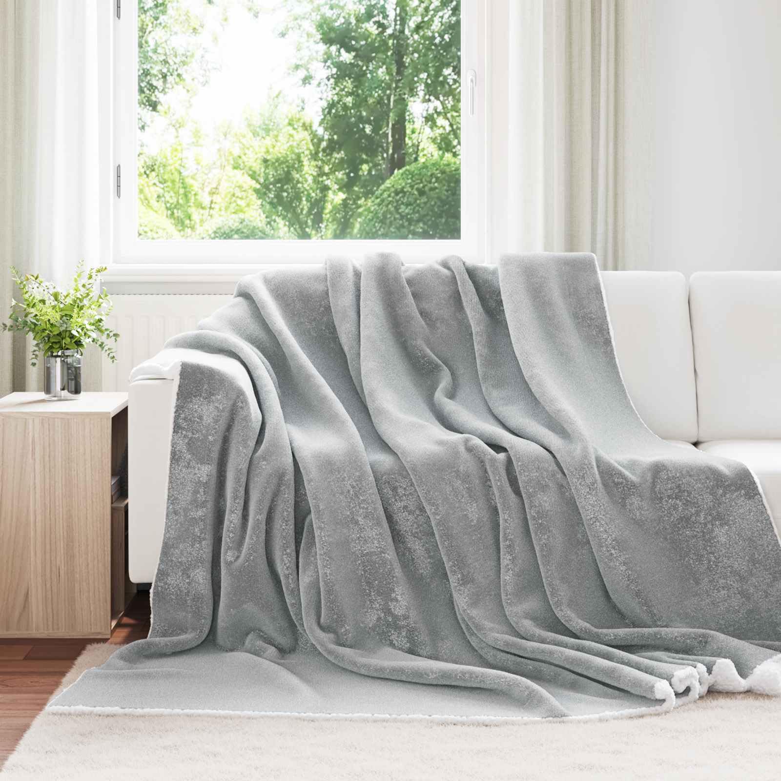 Coperta Grigia in Panno 240 x 220 cm, Peso 2.67 kg, Morbida e Portatile