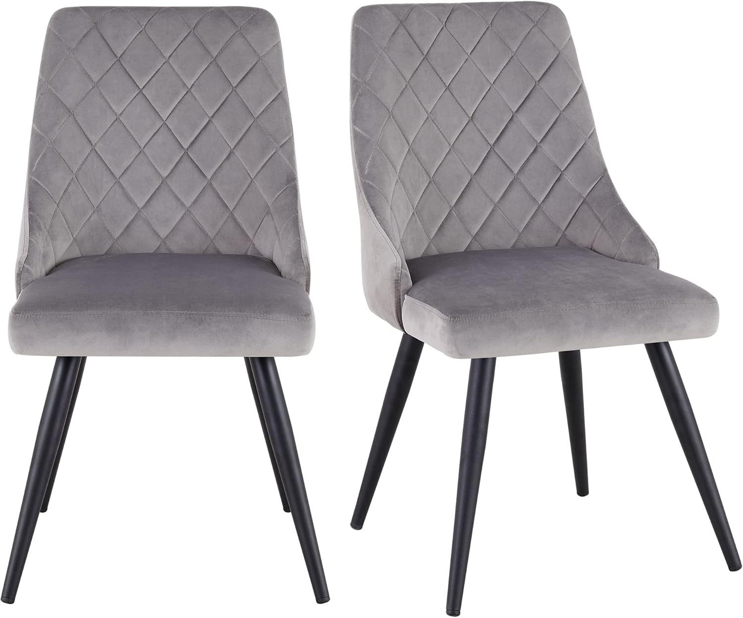 DUHOME Set of 2 Dining Chair Fabric Velvet Quilted Padded Chair Retro