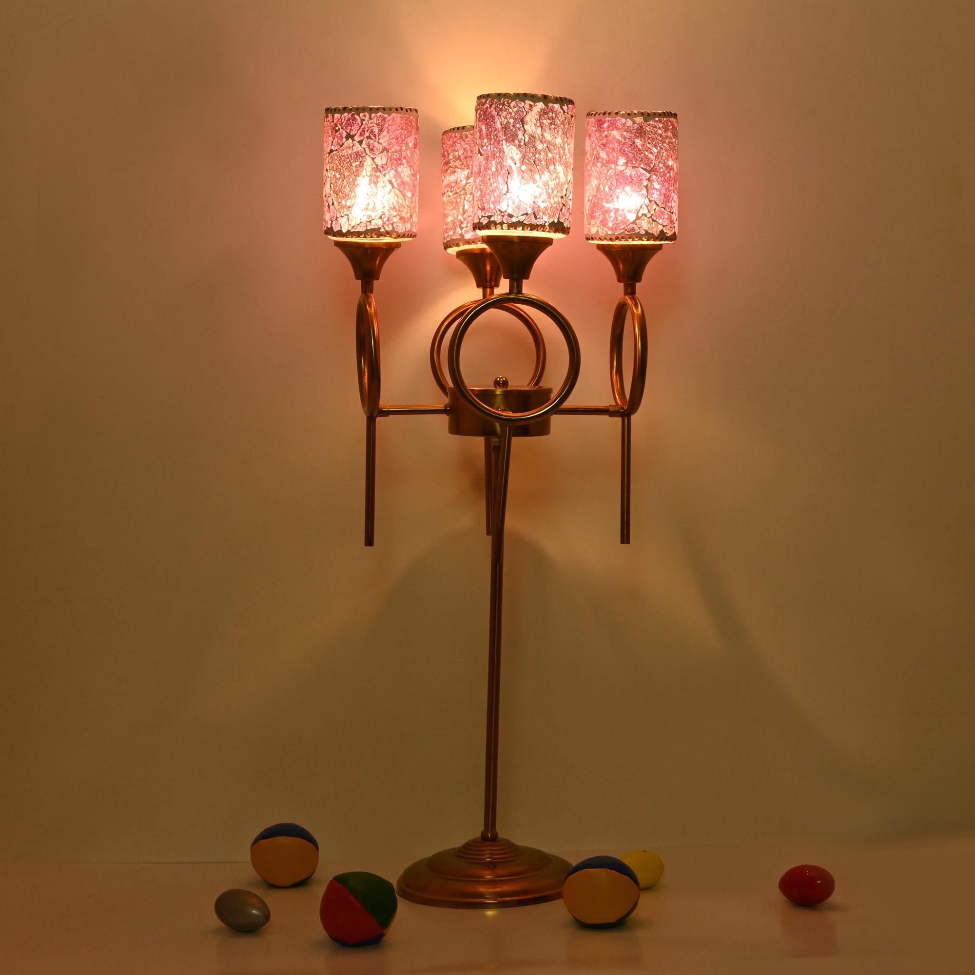 Somil Modern Floor Lamp in Metal Base and Pink Color Four Glass Shades, 36 x 36 x 74 CM-image-41