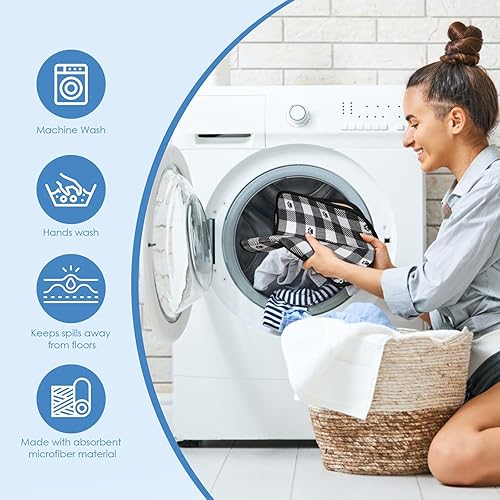 Miniatura 6 de Tapetes de comida para perros, tapetes para tazón de mascotas, súper absorbentes y secas, evitan derrames, diseño antideslizante, fáciles de lavar,