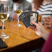 Vista 7 de LotFancy Tarjetas de juego de plástico, 2 barajas, tarjetas de póquer negras frescas con fundas de plástico, impermeables, índice estándar