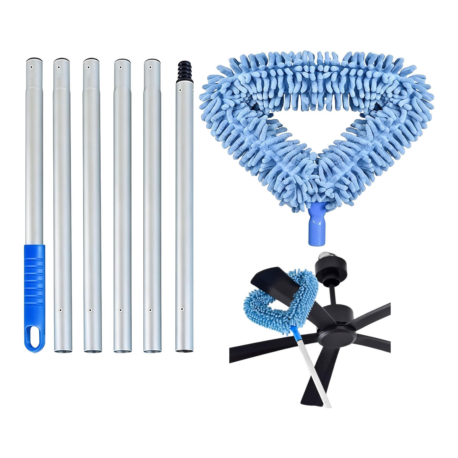 Tsophreniq 360 Degree Head Brush with Ergonomic Grip for Delicate Surfaces Long Handle Dusting Brush