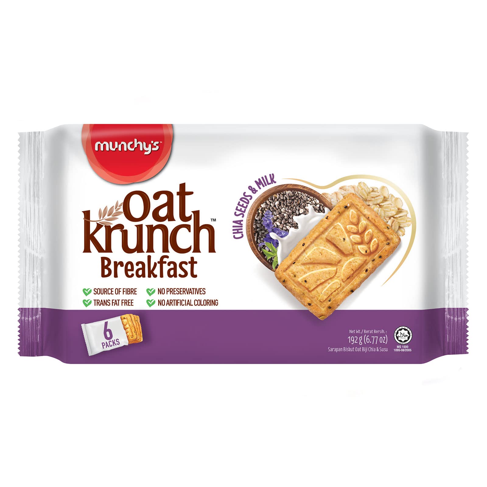munchy's oat krunch breakfast biscuit chia seeds & milk • 6 packs, 6.77 oz ℮ 192 g