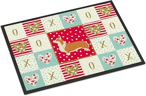 Caroline's Treasures CK5944JMAT - Tapete Pembroke Corgi Love de 24 x 36 pulgadas para puerta delantera, para interiores y exteriores, para entrada,