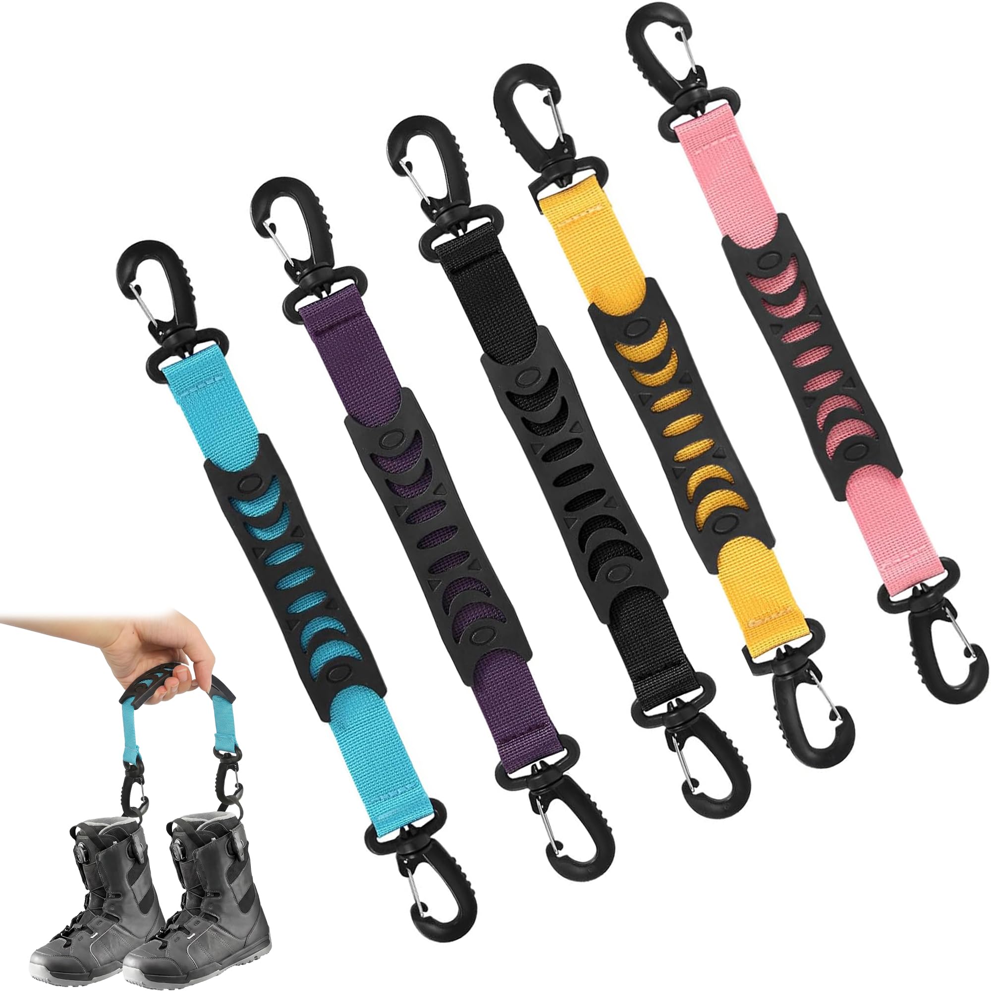 KIMHOME 5Pcs Ski & Skate Carrying Strap, Adjustable Portable Skate Leash for Roller Skates, Ice Skates & Ski Boots