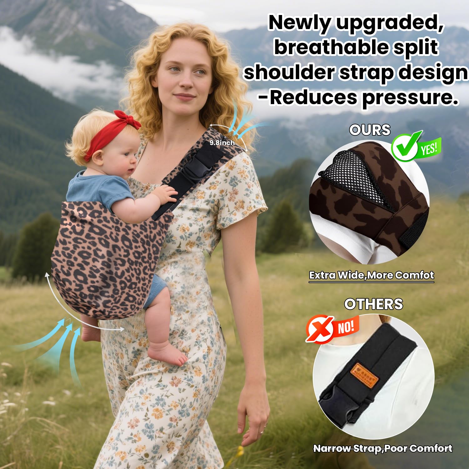 Baby Sling Carrier | Adjustable Front & Back, Adjustable Sling Easy Toddler Carrier Comfortable Baby Wrap Carrier Baby Carrier Wrap for Newborn Up to 6M-3 Years — view 5