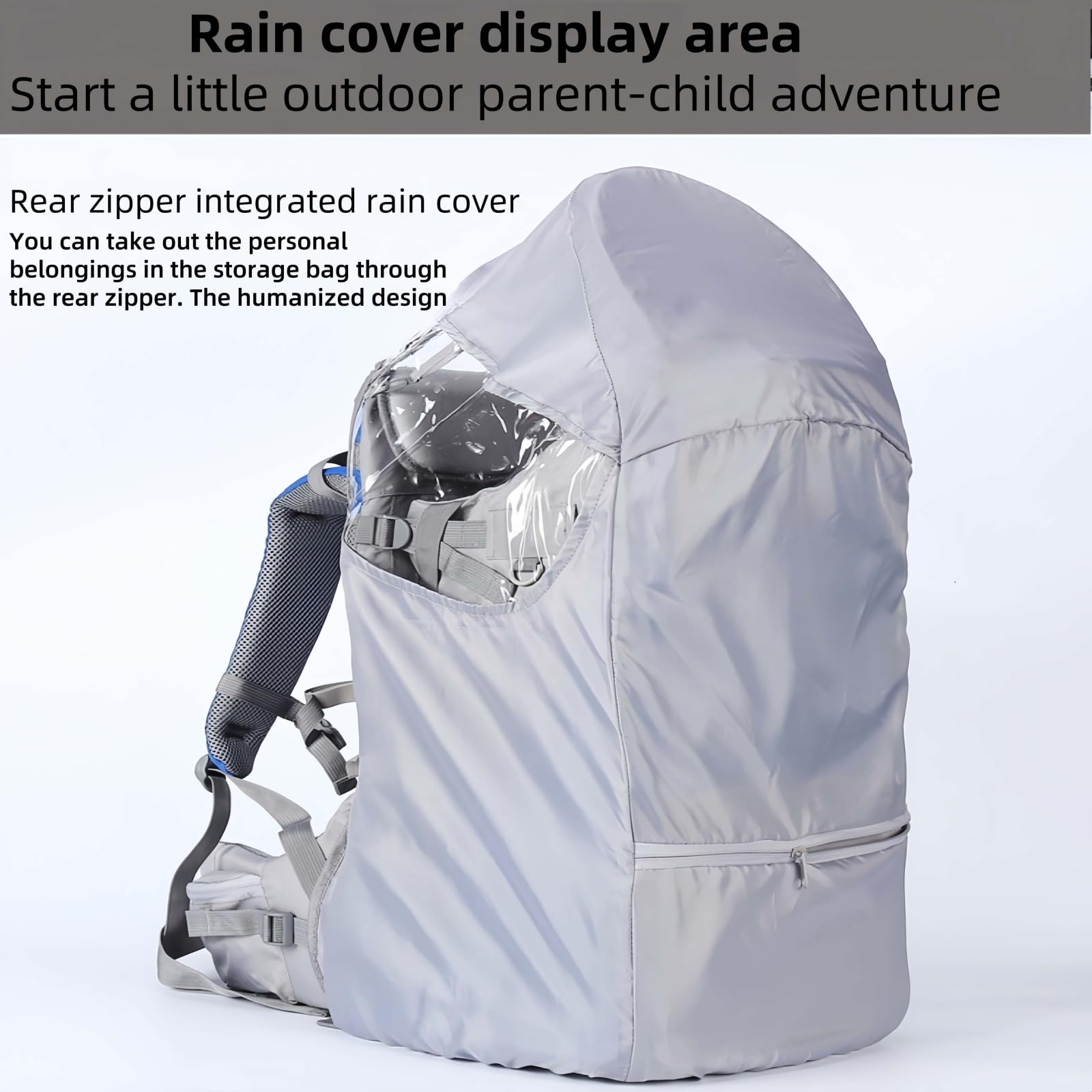 Mochila portabebés para Senderismo y Viajes - Diseño Plegable con arnés de Seguridad de 5 Puntos, Parasol Ajustable y Protector de Lluvia, Portabebés de 6 Meses a 6 años (Gris)