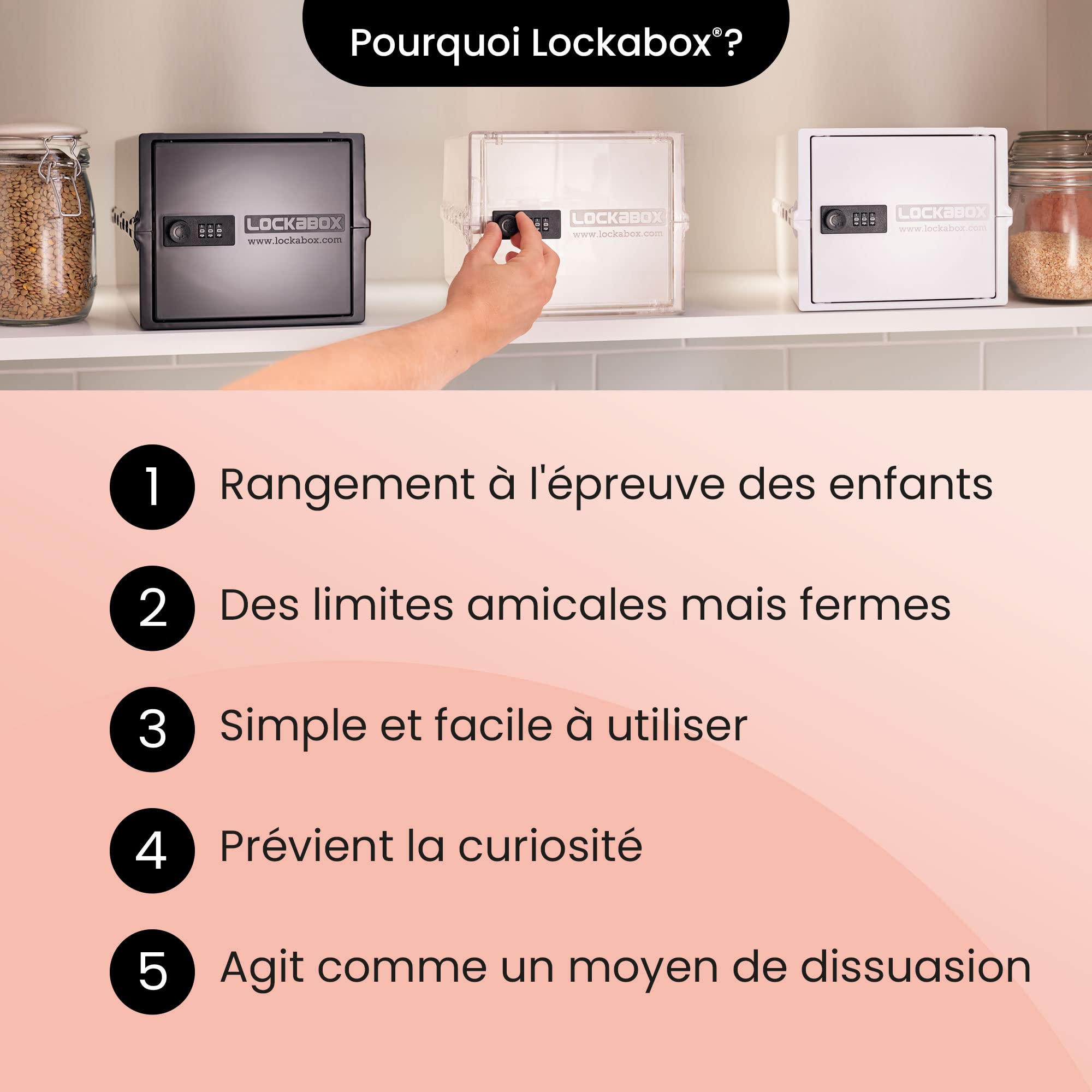 Lockabox One™ | Boîte de rangement verrouillable de qualité supérieure | Boîte de rangement à combinaison de 10 litres pour aliments, médicaments et sécurité domestique | Sans BPA (Cristal)