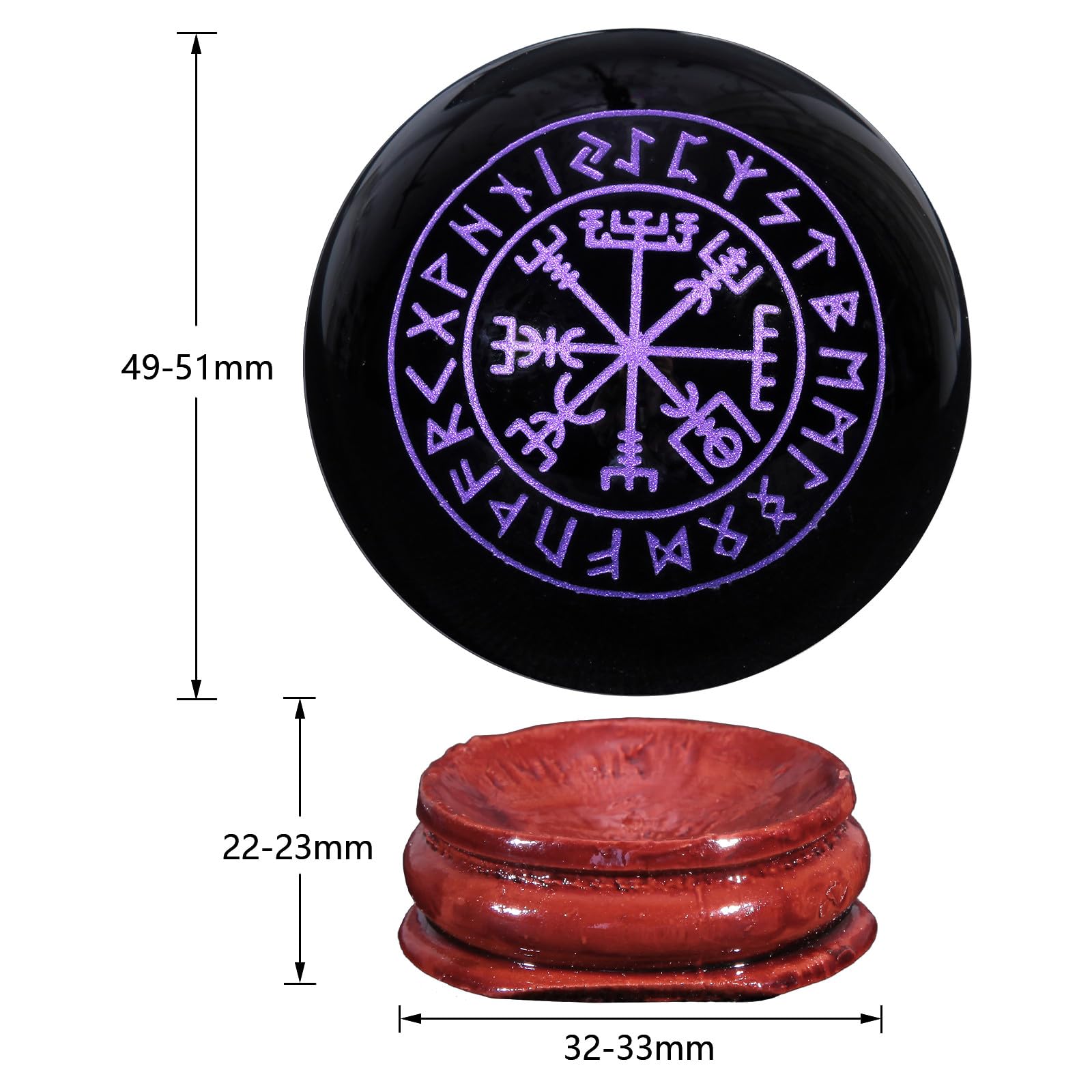 Nupuyai 1.9" Engraved Symbol Obsidian Crystal Ball with Stand - Image 2