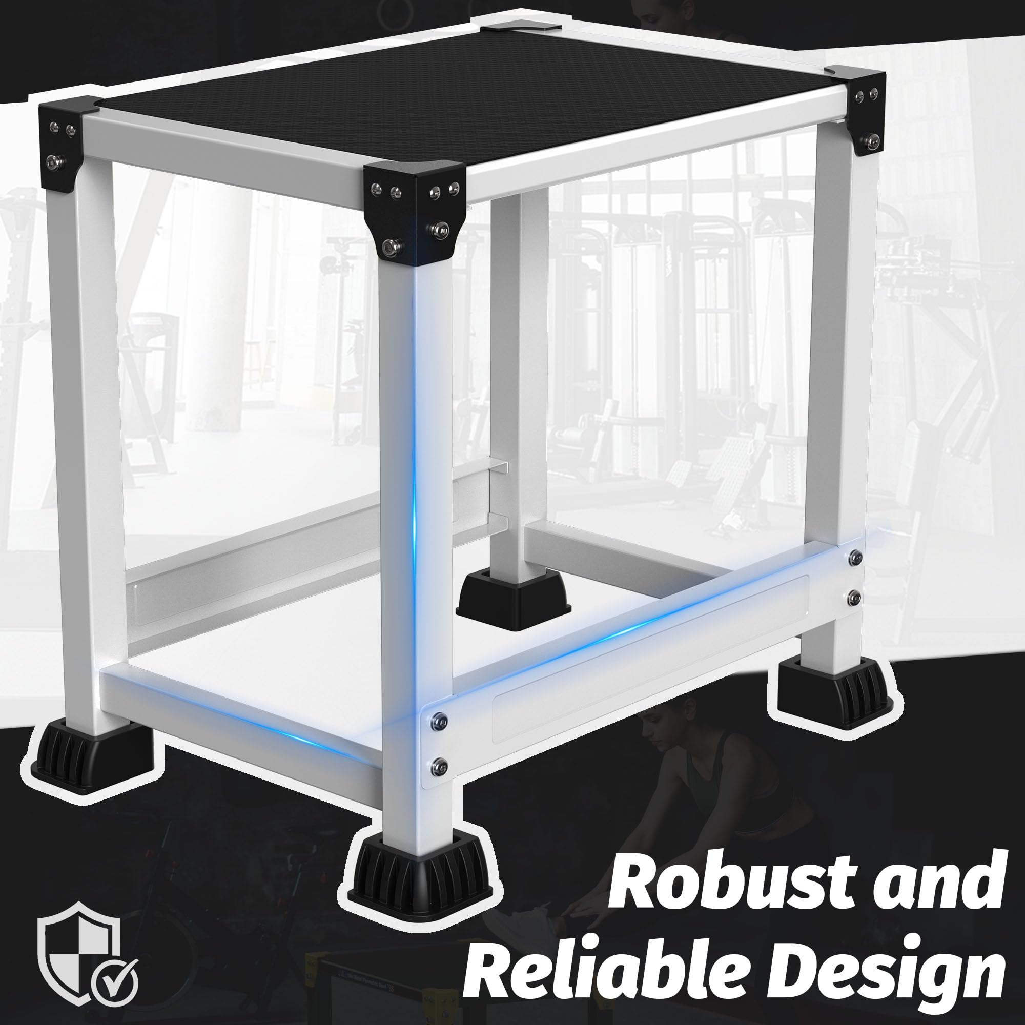 GanFindX - Caja pliométrica de Acero, Superficie de 30/45 cm, para Saltos pliométricos, Entrenamiento en casa, Ejercicios de Agilidad, Resistencia y Fuerza, con Soporte para Mancuernas