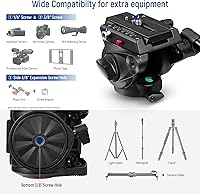 Vista 7 de NEEWER Cabezal de trípode de video Heavy Duty Metal Fluid Head con placa QR compatible con Manfrotto 501PL y mango desmontable Pan Tilt Head