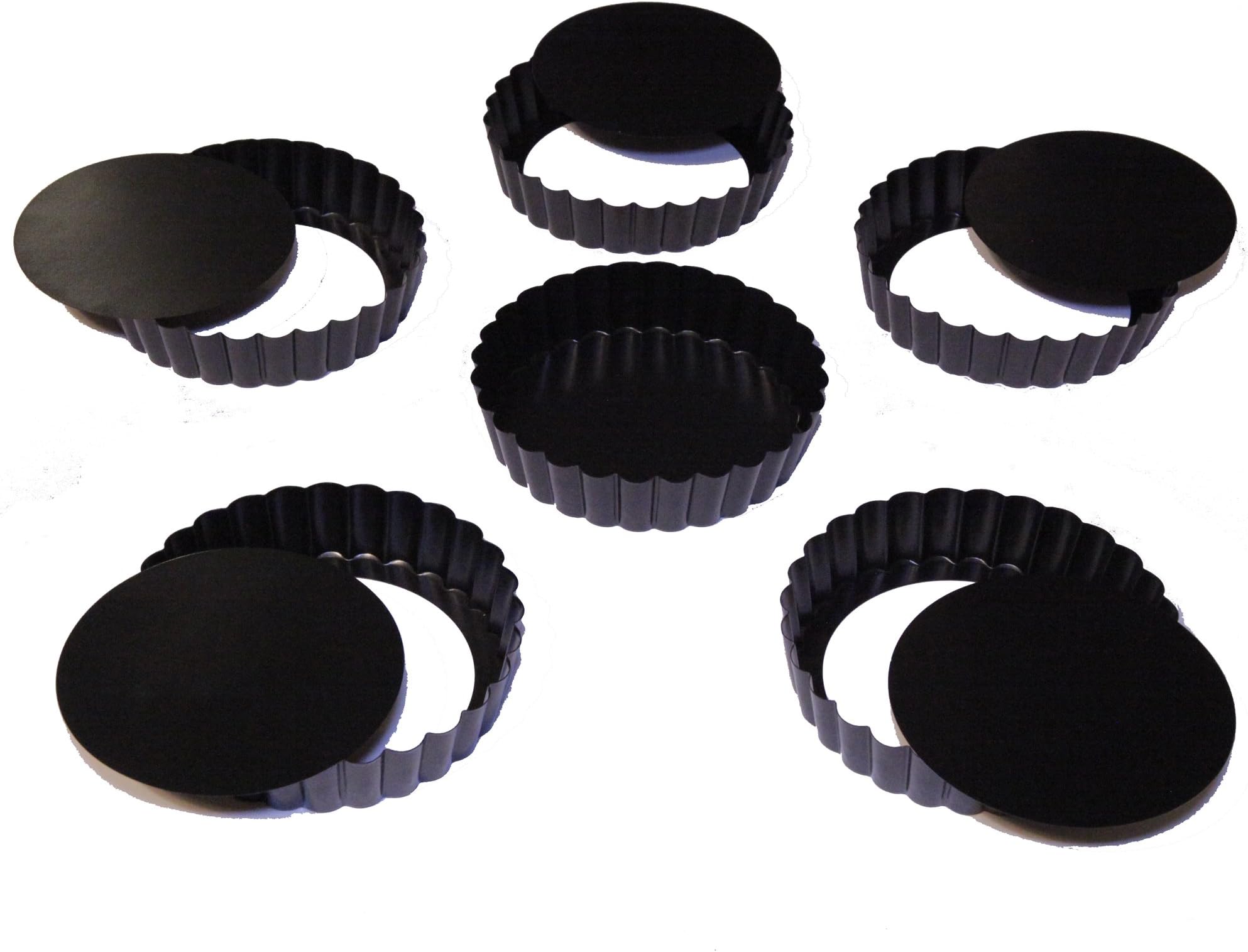 Stately Kitchen's Commercial Grade Non Stick Removable Bottom 5 Inch Mini Quiche Pans/Mini Tart Pans (6 - Pack)