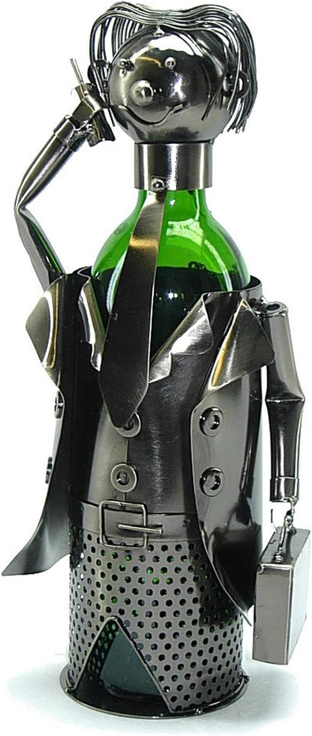 Business Man Metal Wine Bottle Holder, Charcoal