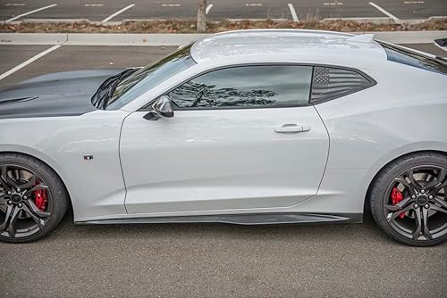 Vista 12 de Repuesto para Chevrolet Camaro SS y RS 2016-2018 Par de extensión de panel basculante de faldas laterales estilo ZL1 (fibra de carbono forjada)