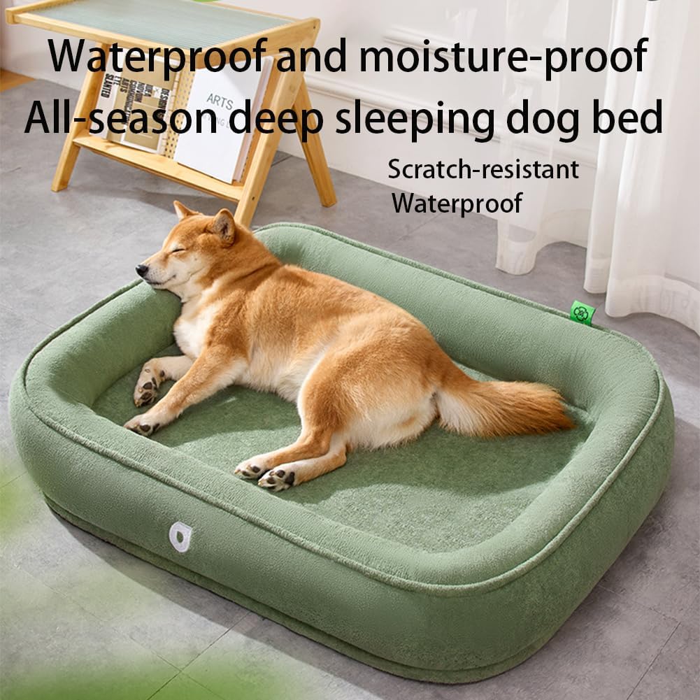 JIUSILIFE Dog Beds for Large Small Dogs, Pet Bed for Large Dogs-Large Waterproof Sofa Dog Bed with Removable Washable Cover, Non-Slip Bottom Extra, Big Pet Couch Bed with Sides, Light Green,XXL