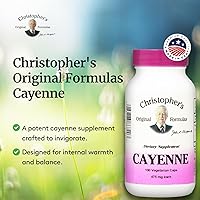 Vista 4 de Christopher's Original Formulas Fórmula de cayena, suplemento herbario natural, 100 cápsulas