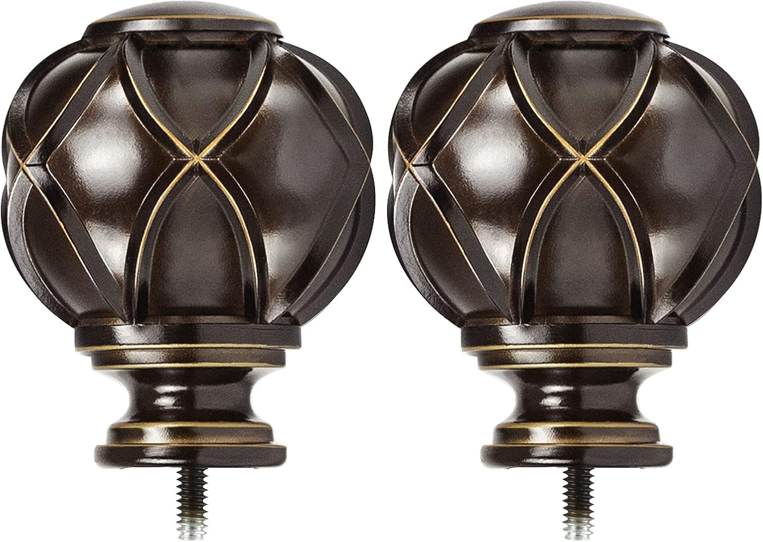 KAMANINA Netted Texture Replacement Finials for 1 Inch Curtain rods, M6 Standard Screw Drapery Rod Finials, Bronze, 2pcs