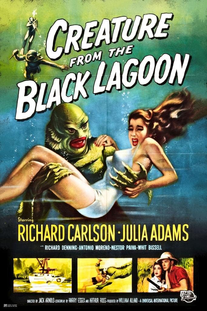 Creature From The Black Lagoon Poster Vintage Horror Movie Posters Classic Monster Halloween Cool Wall Art Print Poster 24x36