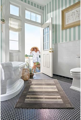 Miniatura 2 de Gava - Alfombra rectangular tejida a mano color carbón de 3 pies x 5 pies 0 pulgadas