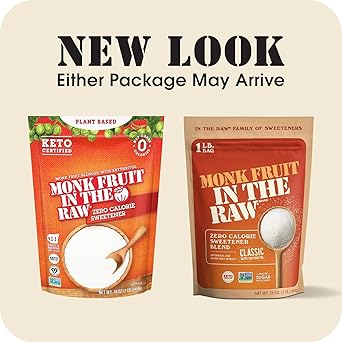 Monk Fruit In The Raw Sweetener Baker's Bag, 16 oz., 8 Pack, Keto Certified Monk Fruit Sweetener, Zero Calories, Zero Net Carbs, Non-GMO Project Verified