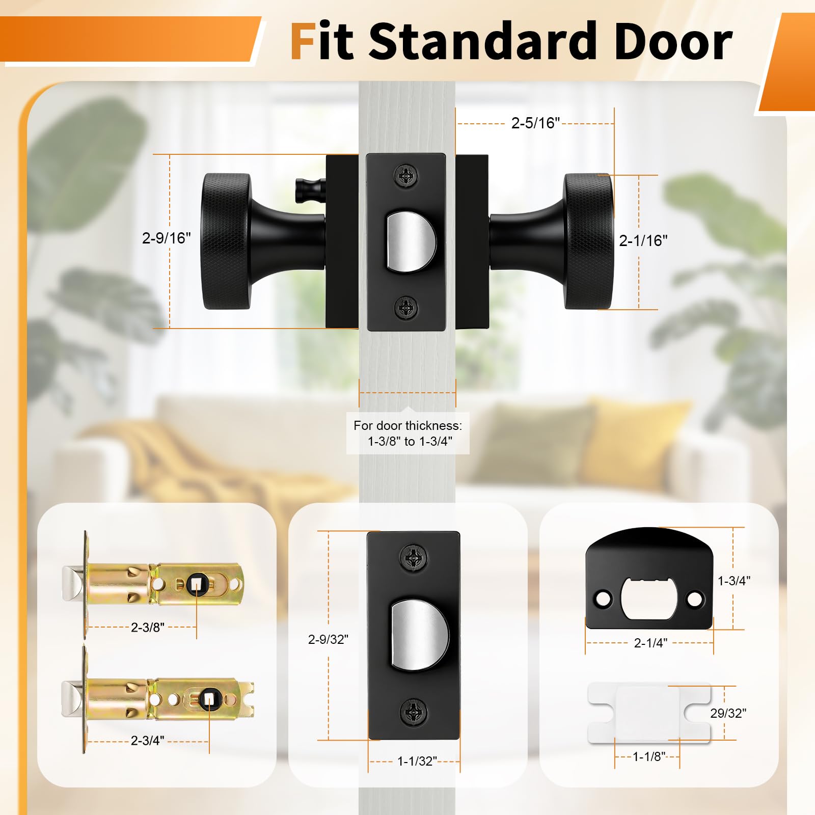 Probrico Black Door Knobs - 3 Pack Privacy Knobs -7 Probrico Black Door Knobs - 3 Pack Privacy Knobs -7
