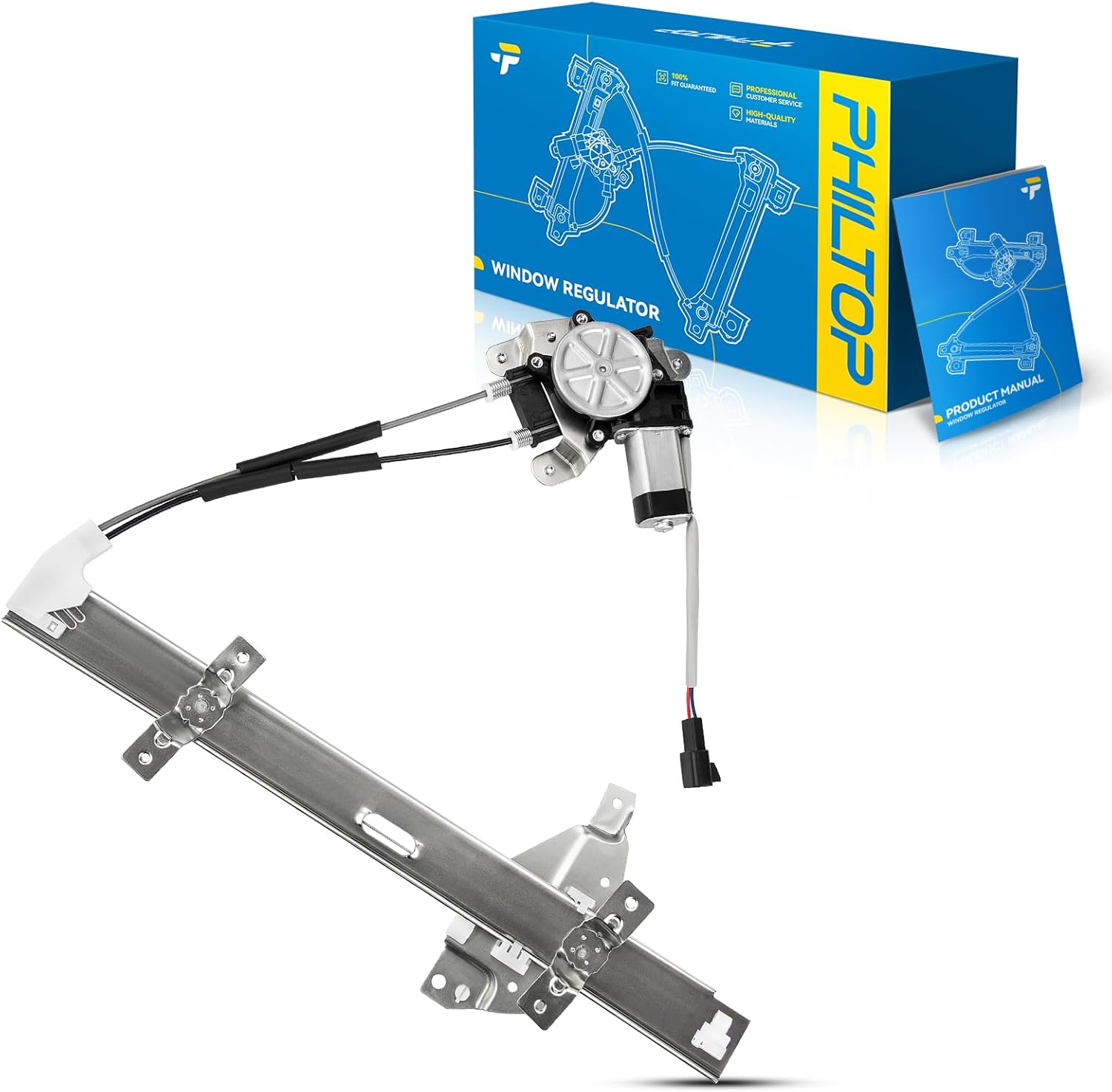 PHILTOP Front Left Driver Side Power Window Regulator and Motor Assembly Compatible with 1997-2005 Buick Century 1997-2004 Buick Regal 1998-2002 Oldsmobile Intrigue Replaces 741-637