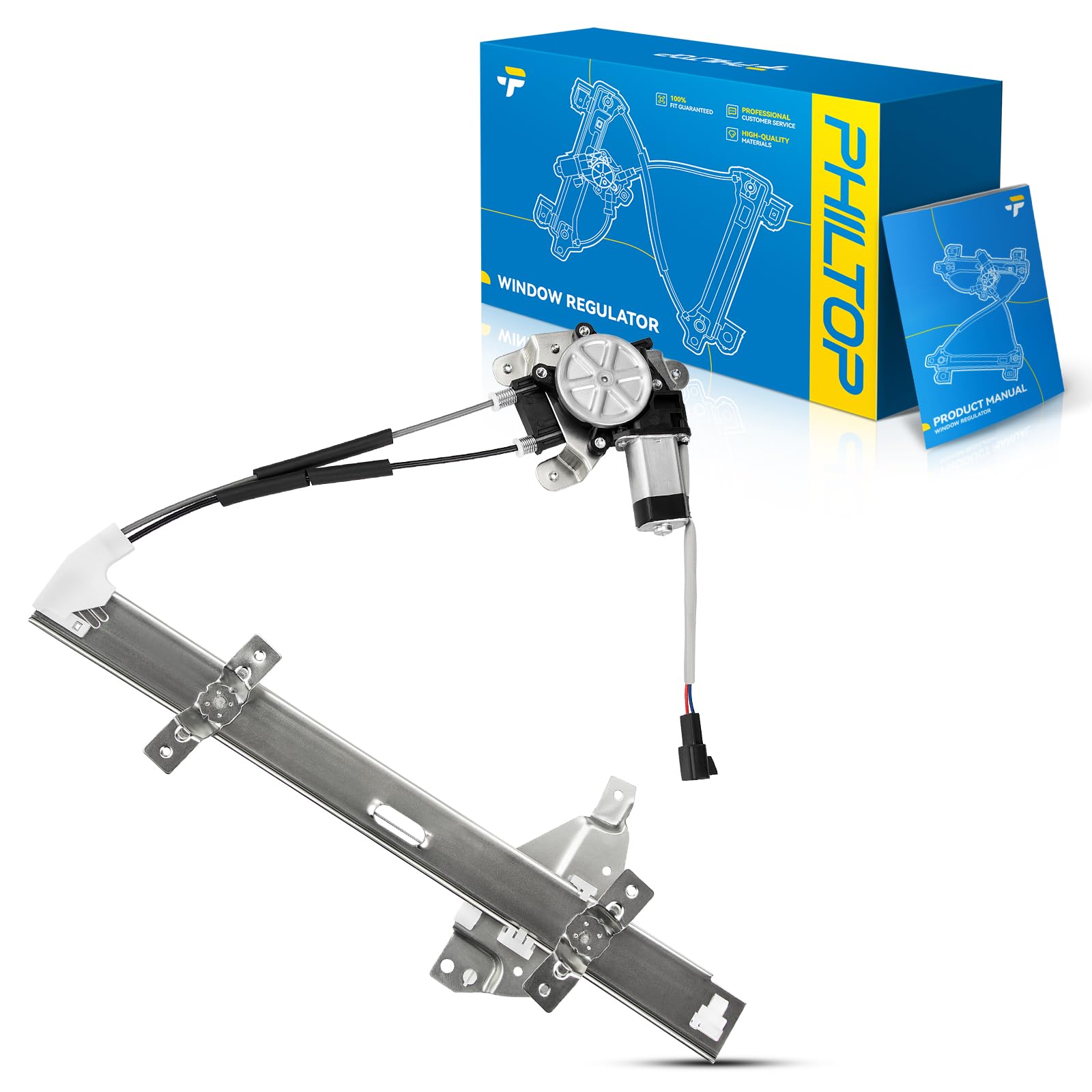 PHILTOP Front Left Driver Side 741-637 Power Window Regulator w/Motor