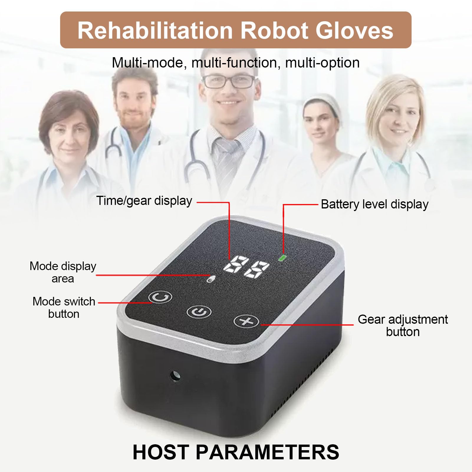 Guante Rehabilitación Robot, Guantes Rehabilitación Dedos Ictus, Dispositivo Recuperación Función Mano, Equipo Recuperación para Aliviar Rigidez Mano a Largo Plazo Left S