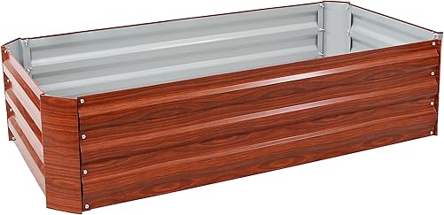 Miniatura 262 de Sunnydaze Cama de jardín de metal elevada de 11.75 pulgadas de alto, cama de jardín elevada galvanizada para exteriores para verduras y flores