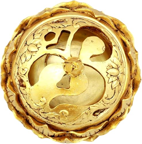 Miniatura 2 de Ebros Gift Auspicious Golden Buddha Ohm tallado Padma Lotus redondo Joyero Figurita 3.25 "Diámetro Oriental, caja de baratija accesorio