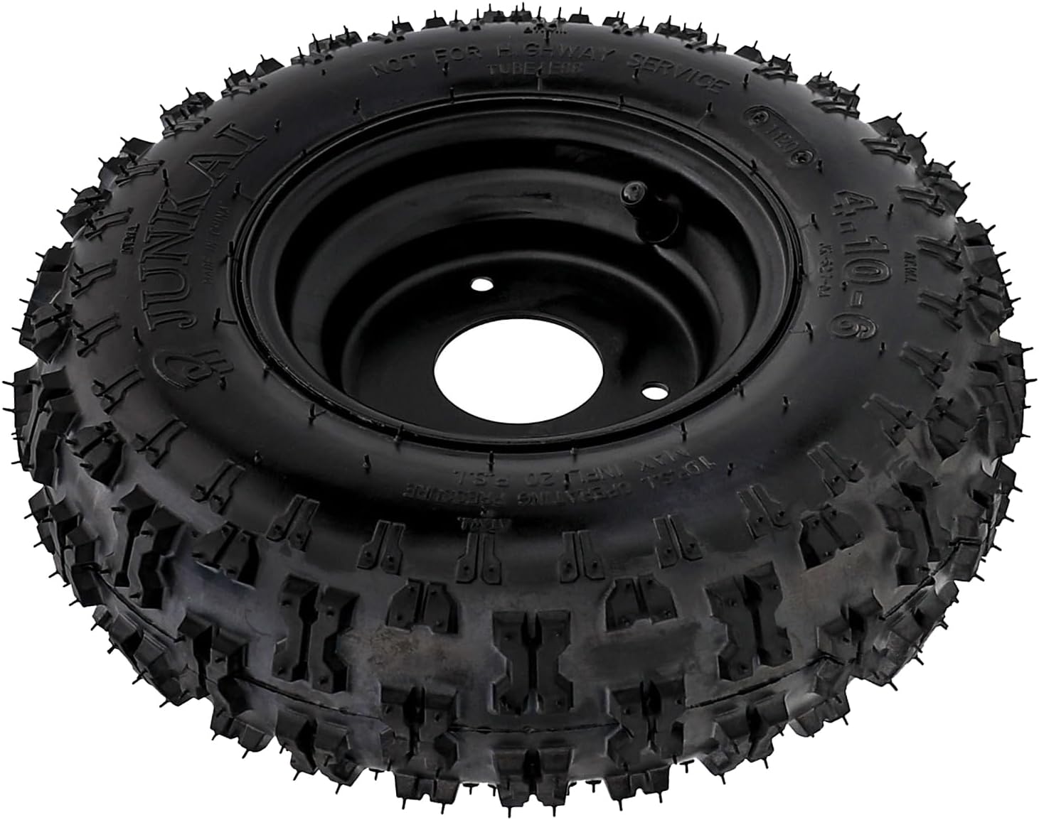 4.10-6 Go Kart Wheel Assembly – 3 Bolt Pattern, 6" Tubeless Tire with Rim, 78mm Bolt Spacing, Fits Mini Bike, Drift Trike, ATV, Lawn Mower, Quad, Golf Cart, Buggy, Project Bikes