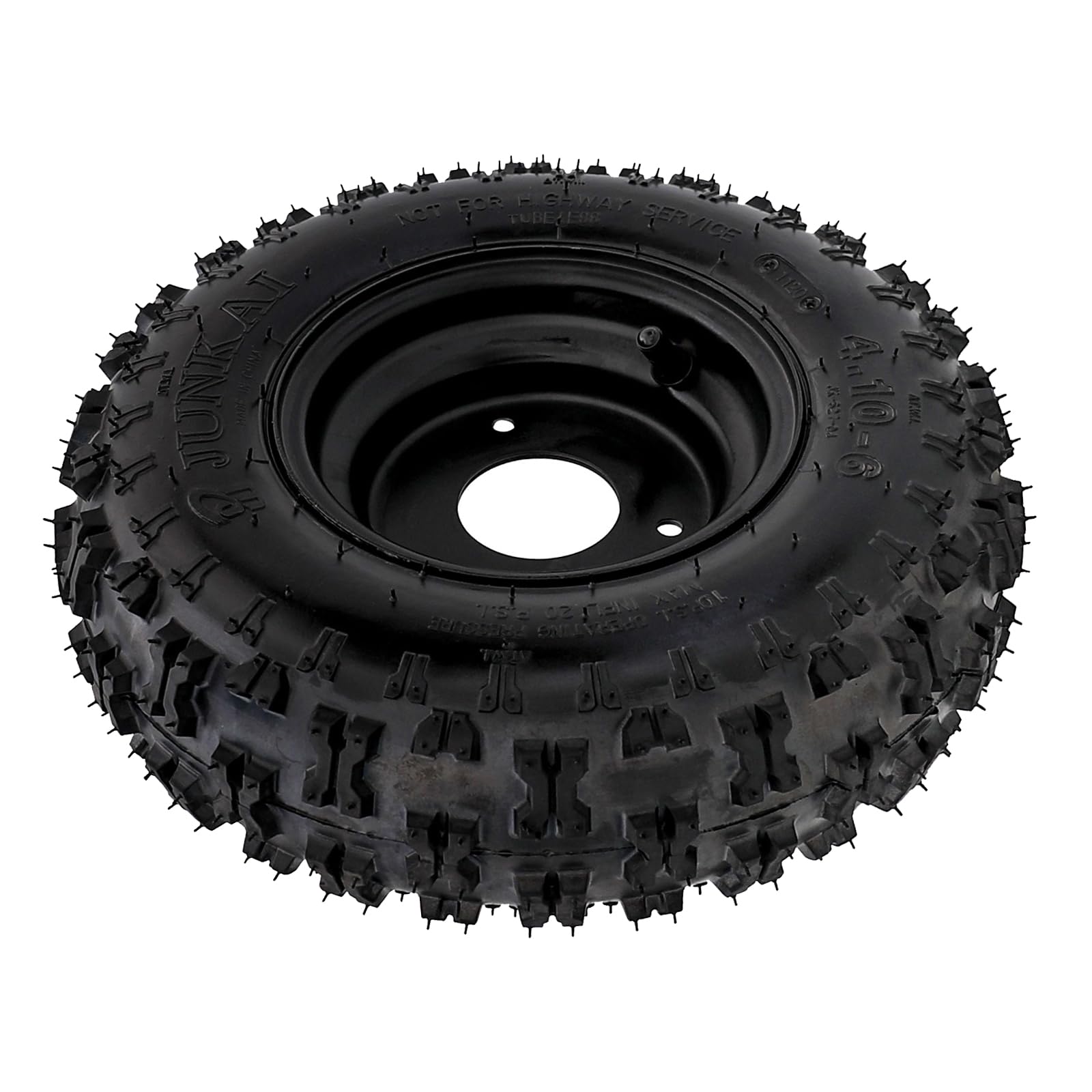 4.10-6 Go Kart Wheel Assembly – 3 Bolt Pattern, 6" Tubeless Tire with Rim, 78mm Bolt Spacing, Fits Mini Bike, Drift Trike, ATV, Lawn Mower, Quad, Golf Cart, Buggy, Project Bikes