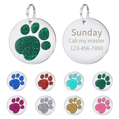 CAMAL 2 Piezas Chapa Perro Grabada, Chapas Personalizadas Forma Redonda