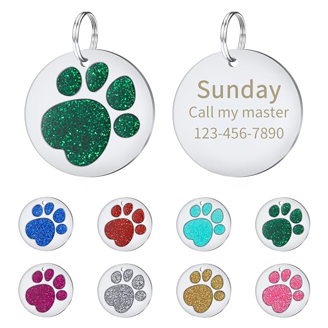 CAMAL 2 Piezas Chapa Perro Grabada, Chapas Personalizadas Forma Redonda