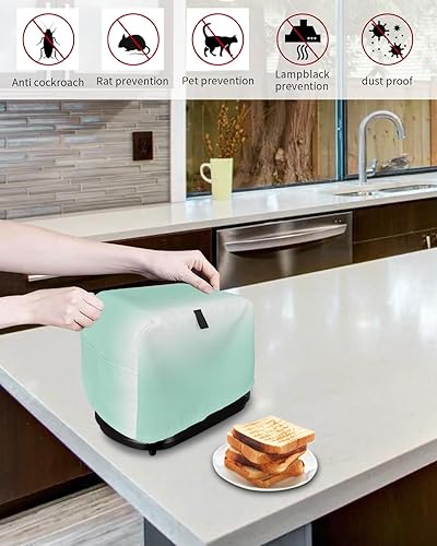 Miniatura 4 de Cubierta para tostadora de 2 rebanadas, cubiertas pequeñas para electrodomésticos de cocina, color turquesa degradado, verde moderno, arte