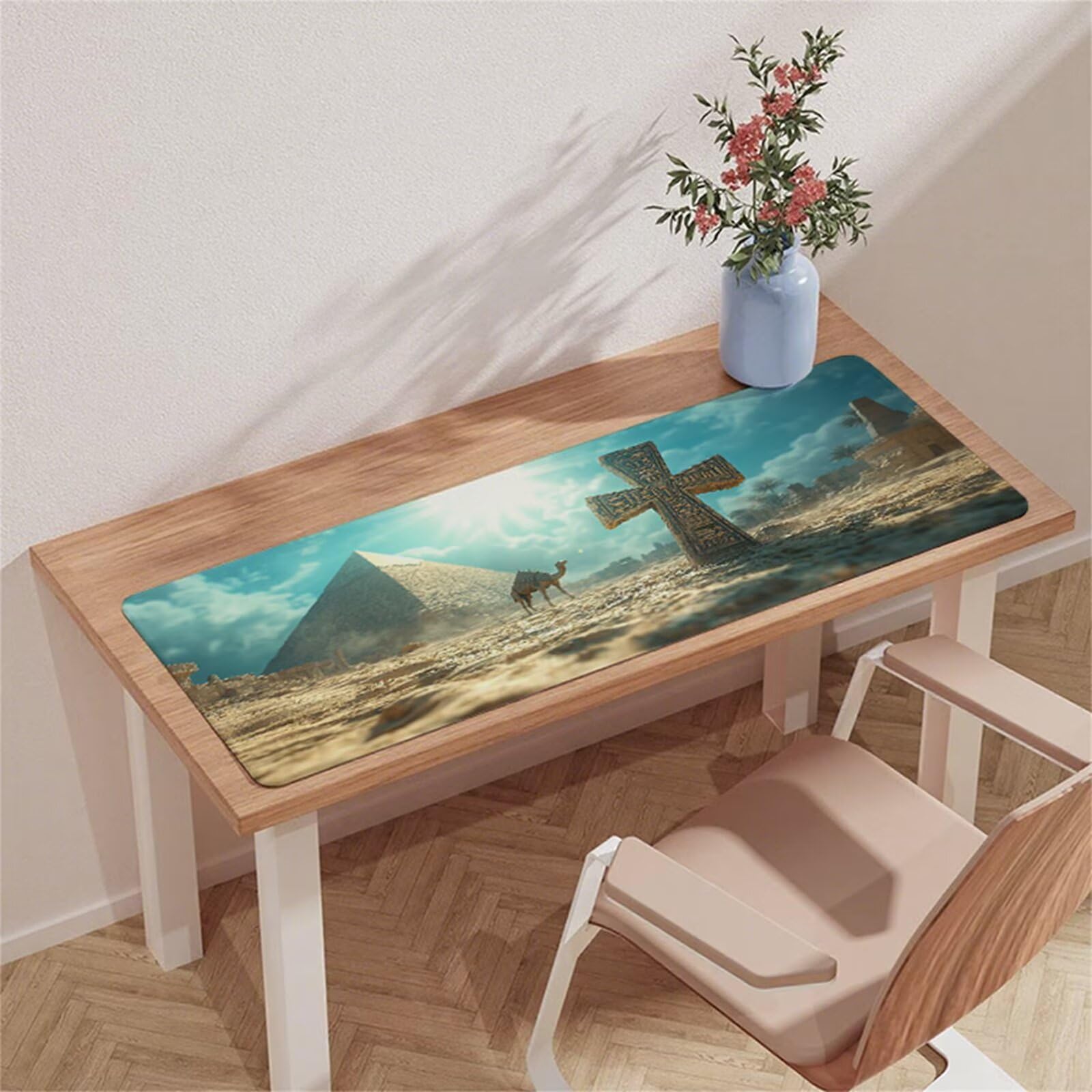 Niebieska podkładka pod mysz do gier XXL podkładka pod mysz 1200 x 600 x 3 mm podkładka pod mysz na biurko wodoodporna podkładka pod mysz piramida z antypoślizgową gumową podstawą szyte krawędzie mata