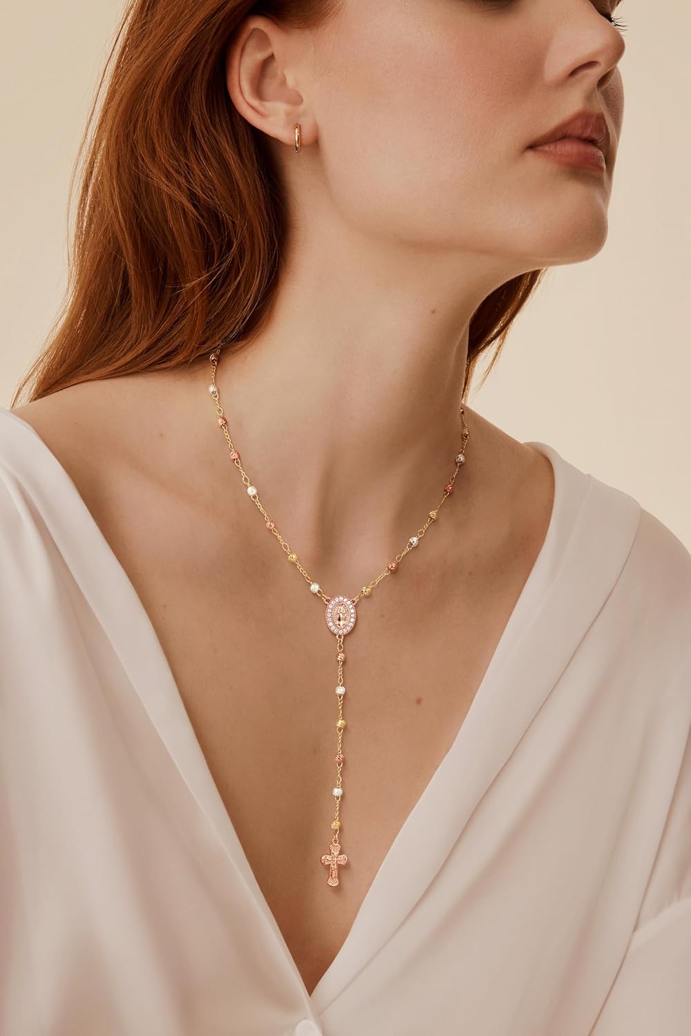 14K Gold Plated Long Necklace for Women, Dainty Drop Lariat Necklaces, Gold Y-Shaped CZ Necklace Non Tarnish Trendy Simple Long Drop Cute Choker Necklaces Chain Valentine's Day Jewelry Gift - Image 5